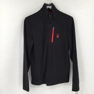 Spyder quarter zip pullover fleece black men red logo new Small